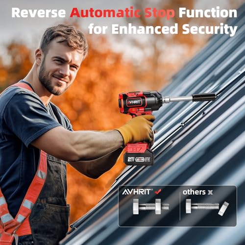 Cordless Impact Wrench 1/2", 1106Ft-lbs(1500N.m) with 2 Batteries - color: Red