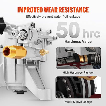 VEVOR Pressure Washer Pump, 7/8" Shaft Vertical, 2600 PSI, 2.5 GPM, Replacement Power Washer Pumps Kit, Parts Washer Pump, Compatible with Honda, Simpson, RYOBI, Briggs & Stratton, Subaru, Craftsman - style: 2.5 GPM