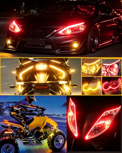 Qasim 24inch Sequential Flowing LED Strip Amber &Red Tail Light - size: 60CM Red&Amber