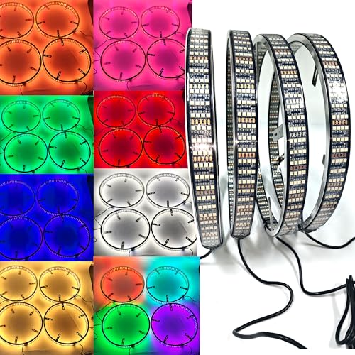 Quad Row Dual Sided 17" RGBW Pro Series LED Wheel Lights with Brake Sync and White Ground Illumination, IP68 Waterproof Smart Rim Light Kit for Trucks, SUVs, and Cars App + Remote Controls - size: 17"Quad Row Dual Sided