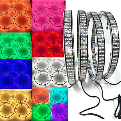 Quad Row Dual Sided 17" RGBW Pro Series LED Wheel Lights with Brake Sync and White Ground Illumination, IP68 Waterproof Smart Rim Light Kit for Trucks, SUVs, and Cars App + Remote Controls - size: 17"Quad Row Dual Sided