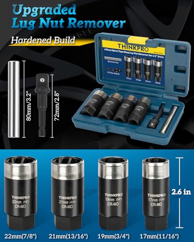 Locking Lug Nut Removal Tool 6 Pieces Deep Lug Nut Extractor Set