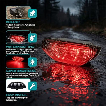 Smoked ATV LED Tail Lights Assembly UTV Brake Taillights Compatible with Honda Recon TRX250 300 450 400 700