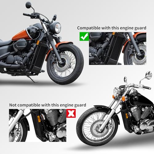 Green-L Highway Crash Bar Fit for Honda 2004-2025 Shadow AERO VT750 2010-2025 Phantom 2007-2014 Spirit C2 Shaft Drive Motorcycle 1 1/4" Engine Guard Protector - color: Black