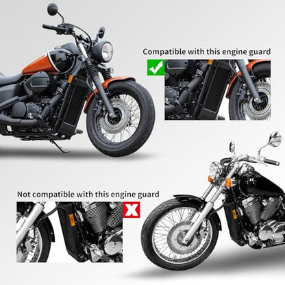Green-L Highway Crash Bar Fit for Honda 2004-2025 Shadow AERO VT750 2010-2025 Phantom 2007-2014 Spirit C2 Shaft Drive Motorcycle 1 1/4" Engine Guard Protector - color: Black