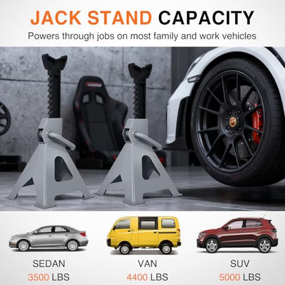 Nilight 3-Ton Jack Stands, 6,600 lb Capacity, Adjustable Height, 1 Pair - size: 3T