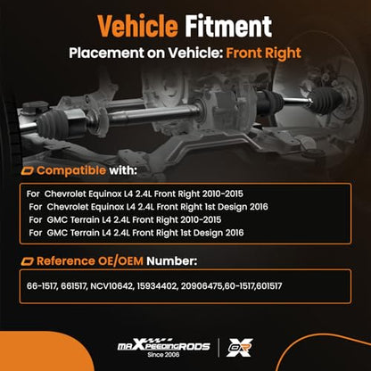 maXpeedingrods Front Right CV Axle Shaft Assembly for Chevy Equinox - color: 66-1517 Right