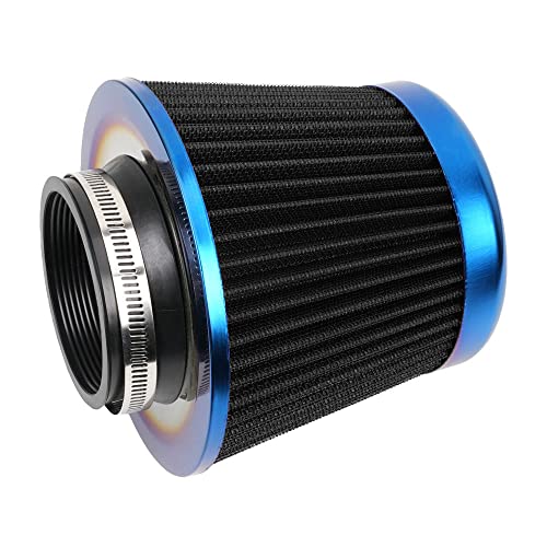 Cold Air Intake Filter, High Performance, Washable Filter, Clamp-On Replacement Air Filter, Flange Diameter 3inch/76mm Black - color: Black