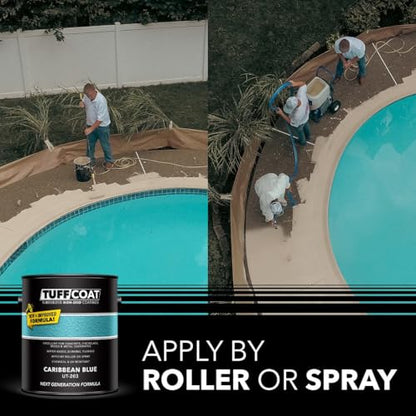 Tuff Coat Medium Texture Rubberized Non-Skid Deck Coating – Textured Non-Slip Safety Surface for Pool Decks, Docks, Boat Ramps, Patios, Walkways & High-Traffic Areas (UT-203 Caribbean Blue 5-gallon) - color: Caribbean Blue, size: 640 Fl Oz (Pack of 1)