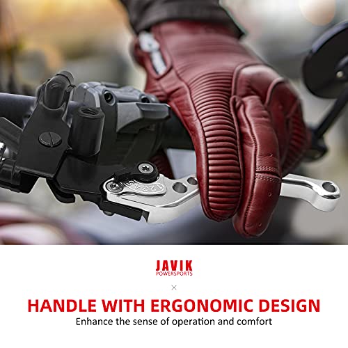 JAVIK Updated Universal Bike Brake Master Cylinder Clutch Lever Set for 7/8" 22mm Handlebar Compatible with Motorcycle Honda Kawasaki Suzuki Yamaha - Silver (Including Left & Right) - color: Silver