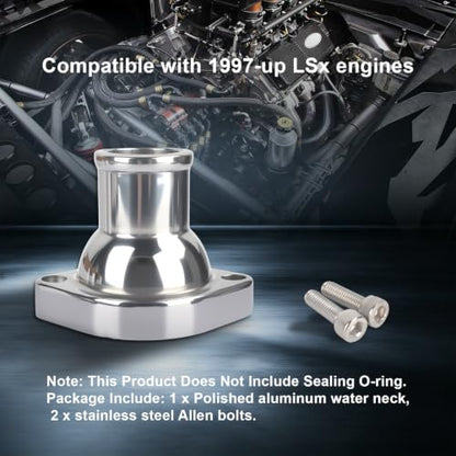 Straight Up Water Neck Aluminum Polished Thermostat Housing - color: Silver, size: 180 Degrees Style1
