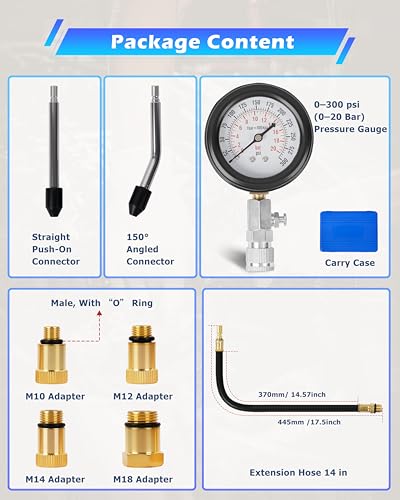 DAYUAN Professional Petrol Engine Compression Tester Kit Set, Blue Case - color: Blue