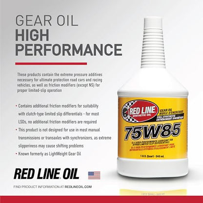 Red Line 50106 75W85 GL-5 Full Synthetic Gear Oil for Hypoid Limited Slip Differentials - 5 Gallon Pail - color: 5 Gallon Pail, size: 1