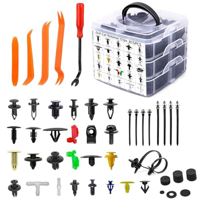 860Pcs Car Push Retainer Clips and Body Fastener Clips Kit - color: orange