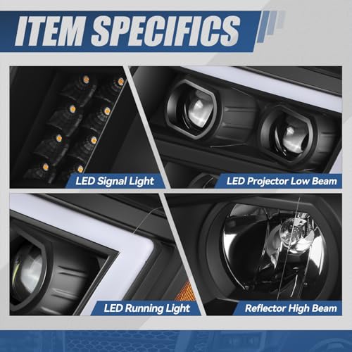 Auto Dynasty LED DRL Headlights Assembly for 2016-2024 Nissan Titan (XD) - color: Black / Amber, size: C-Style LED DRL / LED Low Beam