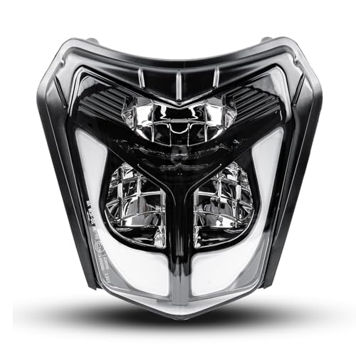 BICYACO DOT LED Dirt Bike Headlight, 40W 2700LM Universal Motorcycle Headlamp with DRL Hi/Lo Beam, IP67 Waterproof Front Light Compatible with EXC XCW SXF SX 125 250 300 350 450 500 Pit Bike Enduro - color: Black D