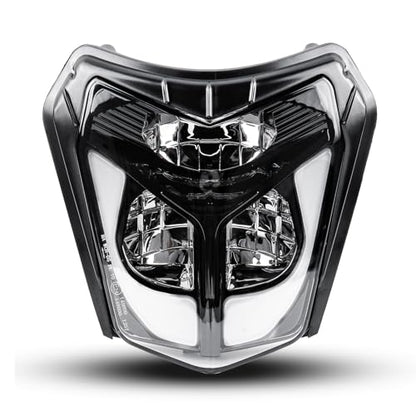 BICYACO DOT LED Dirt Bike Headlight, 40W 2700LM Universal Motorcycle Headlamp with DRL Hi/Lo Beam, IP67 Waterproof Front Light Compatible with EXC XCW SXF SX 125 250 300 350 450 500 Pit Bike Enduro - color: Black D