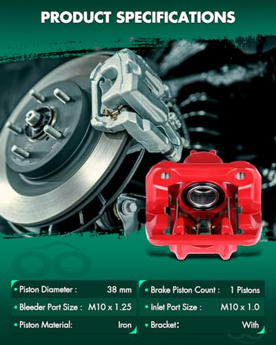 SCITOO Rear Left+Right Brake Calipers With Bracket 19B6886 19B6887 Red - size: Rear[19B6886 & 19B6887]Red