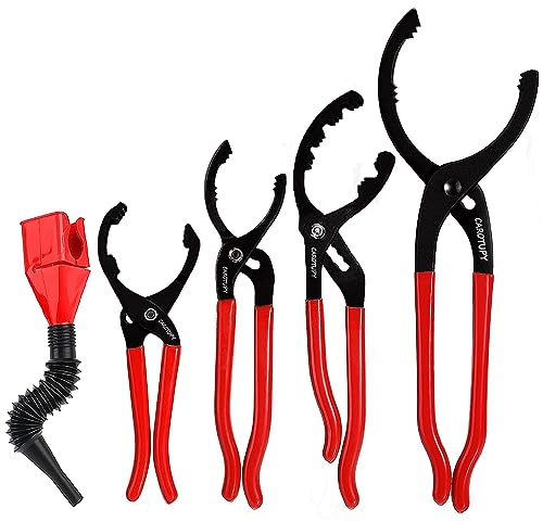 Oil Filter Wrench Set, Adjustable Oil Filter Pliers Set (5Pcs) - size: 5 Pack - Black & Red