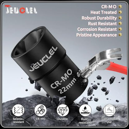 22mm 1/2" Drive Lug Nut Remover, Damaged Nut Lock Remover Extractor - size: 22mm