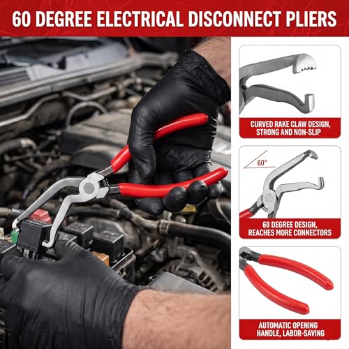 5-Piece Automotive Electrical Disconnect & Trim Removal Tool Kit, Connector & Terminal Removal, Hose Clamp Pliers for Wire Harness, Sensor Plugs & Car Clips