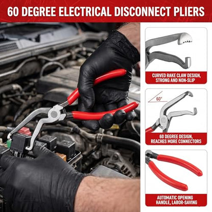 5-Piece Automotive Electrical Disconnect & Trim Removal Tool Kit, Connector & Terminal Removal, Hose Clamp Pliers for Wire Harness, Sensor Plugs & Car Clips