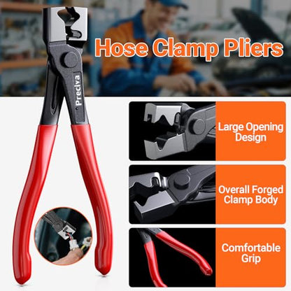 Preciva 5 Pcs Automotive Electrical Connector Disconnect Tool Kit,Wire Harness Release Pliers, Depin Tool & Hose Clamp Pliers Electric Plug Pliers for Cars, Automotive Wire Locking Push Tab - color: Black+red