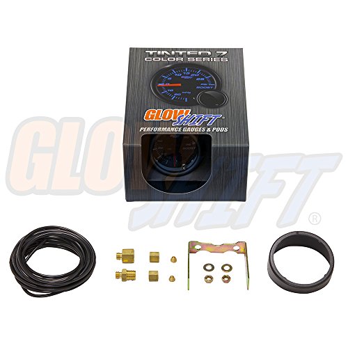 GlowShift Tinted 7 Color 100 PSI Diesel Boost Gauge Kit, 2-1/16" 52mm