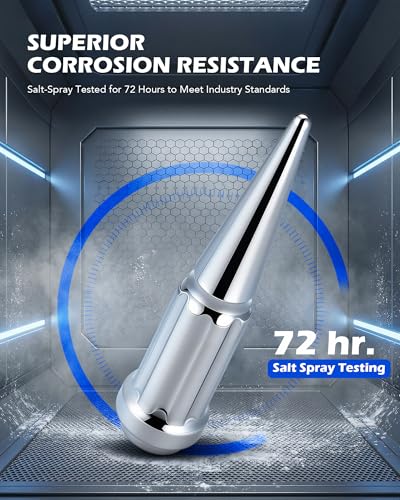 OMT M14x1.5 Spike Lug Nuts, 32pcs Lug Nuts Set with 1 Socket Key - color: Silver, size: M14x1.5, style: 32Pcs Spike Spline Tuner