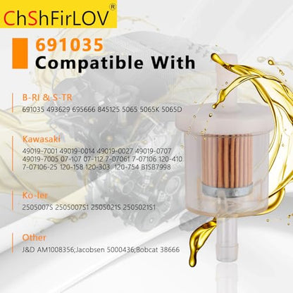 691035 493629 Fuel Filter For B & S Lawn Mower Accessories 40 Micron 5065 691035-2PCS
