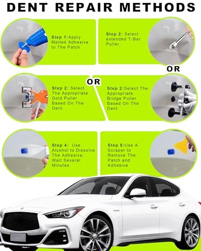 132pcs Dent Puller Kit,Car Dent Repair Kit,Paintless Dent Removal Kit with Suction Cup & Bridge Puller & Golden Lifter,Dent Remover Tool for Car,Auto Body Repair Dent Removal Tools for Hail Door Dings - color: 132PCS