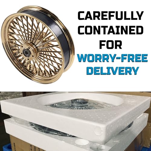FatFlex Rear Wheel for Harley Dyna Softail Touring 18” Gold Fat Spokes - color: 18" x 3.5", Gold+Gold+Gold