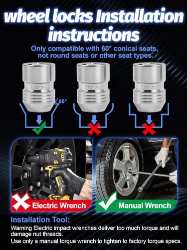 M12×1.25 Wheel Locks 5 Locks and 2 Key - size: M12X1.25, style: 5 pieces, 32.26 mm