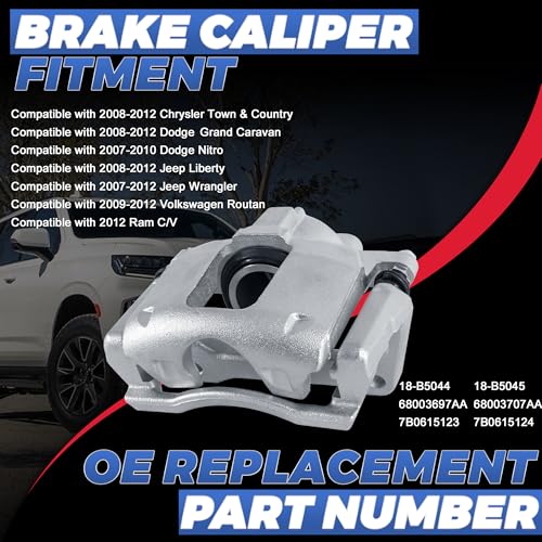 18B5044 18B5045 Front Disc Brake Calipers Compatible with 2007-12 Wrangler - size: Front 18B5044+18B5045