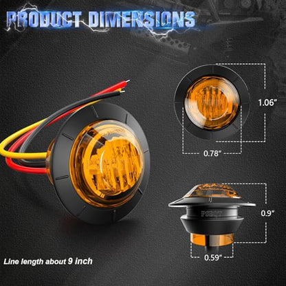 PSEQT 20Pcs 3/4" Strobe Flash+Steady Marker Lights Dual Function Amber LED Trailer Side Clearance Tail Round Lights 12V Turn Signal Warning Waterproof Lamps for Trailer Truck Bus ATV UTV Van RV - color: Amber
