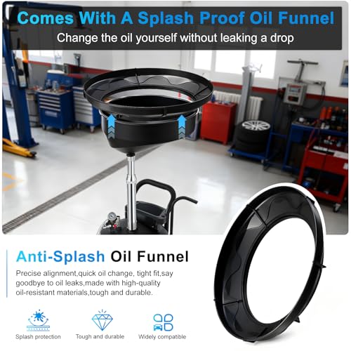 Oil Drain Extractor 18.5 Gallon Wheeled and Adjustable Height Funnel - size: 5702-B
