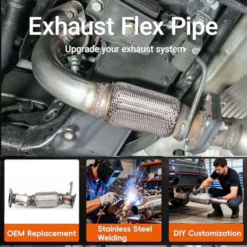 409 Stainless Steel Front Exhaust Flex Pipe for 11-14 Sonata 52547 - size: for 11-14 Sonata 2.4L