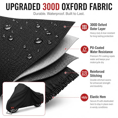 300D Motorcycle Cover Compatible with Harley-Davidson Road Glide FLTRX, Heavy Duty Waterproof Outdoor Touring Cover, Precision Fit for Sharknose Fairing, Rain Sun Dust Wind Protection - size: FIT to Harley-Davidson Road Glide FLTRX