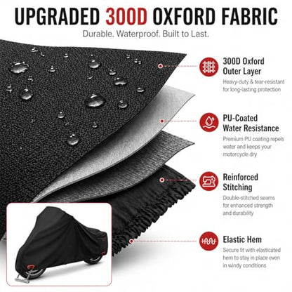 300D Motorcycle Cover Compatible with Harley-Davidson Road Glide FLTRX, Heavy Duty Waterproof Outdoor Touring Cover, Precision Fit for Sharknose Fairing, Rain Sun Dust Wind Protection - size: FIT to Harley-Davidson Road Glide FLTRX