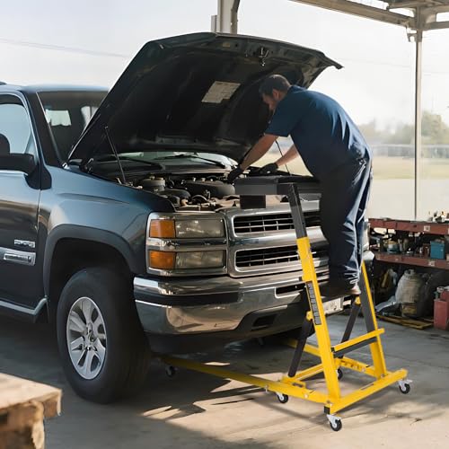 Topside Automotive Creeper,Engine Topside Creeper with Adjustable Height 48"-66", 400 Lbs Heavy-Duty Foldable Garage Creepers, 6 Swivel Casters, Padded Deck, Tool Pouch, for Truck/SUV Garage Mainten