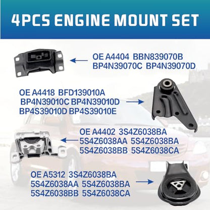 Engine Motor and Transmission Mount Kit，Compatible with 2004-2009 Mazda 3 - size: 2004-2009 Mazda 3 2.0L