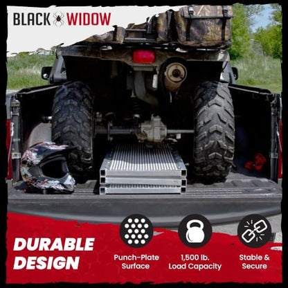 Black Widow Extra Wide Punch Plate Aluminum Folding ATV Ramp, 1,500 Pound Capacity, 7' 10", Silver - Heavy Duty Truck Loading Ramp Accessories - size: 94" x 54" x 1.88"
