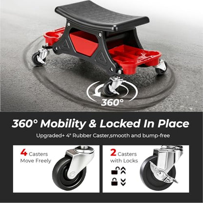 Mechanic Stool with Wheels,300 LBS Capacity Garage Stool