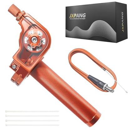 Universal CNC Quick Twist Throttle Kit with Cable for 7/8" Bars - Fits CRF50 70 110 125 230 250, KLX, XR, Pit & Dirt Bike, ATV, Mini Bike (CT200U) (Style - A, Orange) - color: Orange, style: Style - A