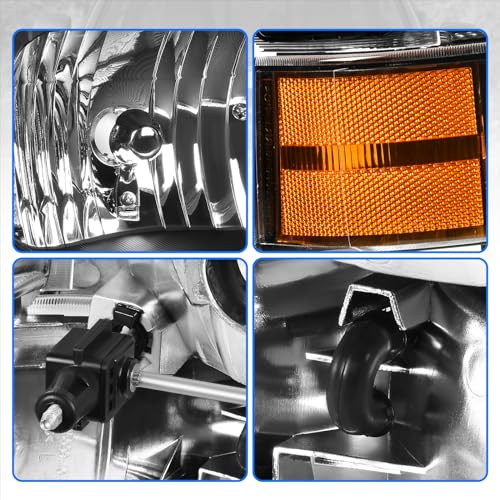 DWVO Headlight Assembly Compatible with 1999-2004 Ford F-250 F-350 F-450 F-550 Super Duty/2000-2004 Ford Excursion Replacement Headlamps Black Housing Clear Lens with Amber Reflector - color: Black+Clear Lens, style: Fit 99-04 F250