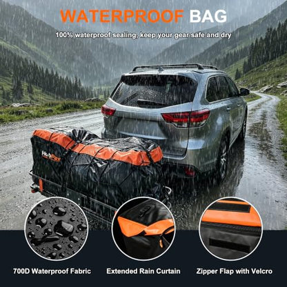 Hitch Mount Folding Trailer Cargo Carrier Basket 60" x 20" x 6" - size: 16 Cubic feet