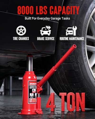 WORKPRO Bottle Jack, 4 Ton Heavy Duty Hydraulic Car Jack with Storage Case - size: 4 Ton (with Case)