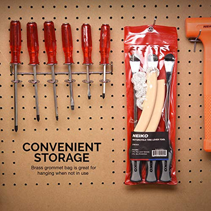 NEIKO 20600A Tire Spoon Levers, Repair Tool Kit, 11 1/2-Inch Hardened Steel Irons, 2 Rim Protectors, 5-Piece Tire Levers Set, Tire Changing Tool, Small Tire Tools - size: Tire Spoon Set, 5 Piece