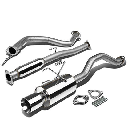 Auto Dynasty 4" Cat-Back Exhaust Double Walled Tip System For 92-00 Honda - color: Rolled Tip