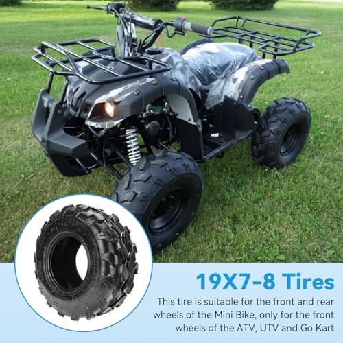 EOPOAYI 19x7-8 Tire 19x7x8 Street Tubeless Compatible with Coleman Mini Bike CT200U BT200X Baja Warrior MB165 MB200 Axis M200 Coolster 110cc 125cc ATV UTV Quad 4 Wheeler Go Kart Replacement Parts 4PR - size: 1 Pack